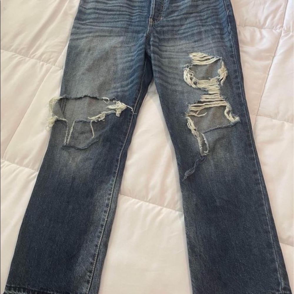 Hollister Wrecked Button Fly 27x 25 High Rise Vtg Straight Denim Womens Jeans